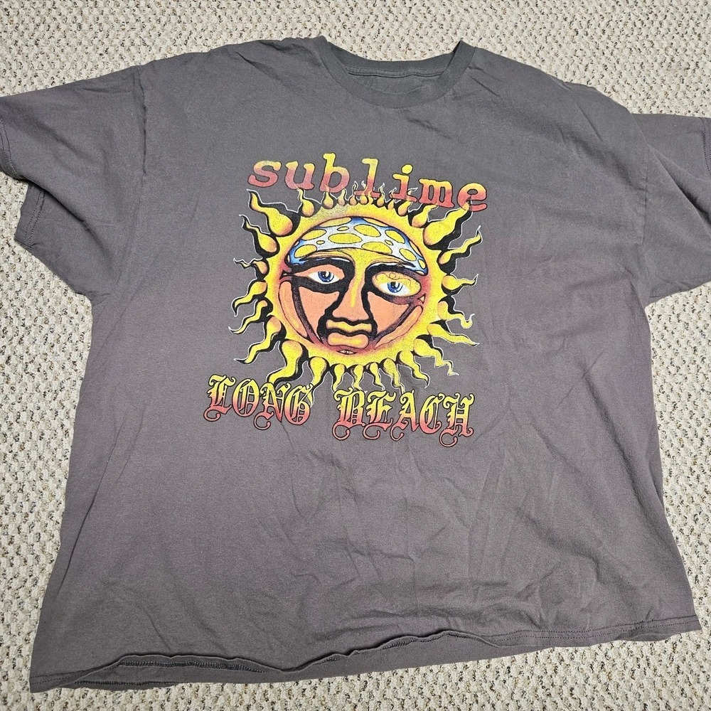 Sublime Long Beach Band Sun Logo Gray Adult Short Sleeve T-Shirt Shirt Size 3XL